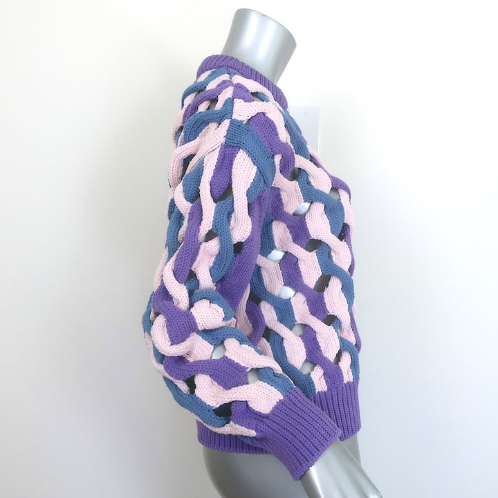 AKNVAS Hayley Cable Knit Sweater Purple/Light Pink Size Extra Small