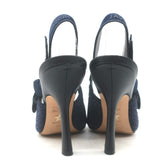 Christian Dior J'Adior Crocodile-Embroidered Velvet Slingback Pumps Navy Size 37