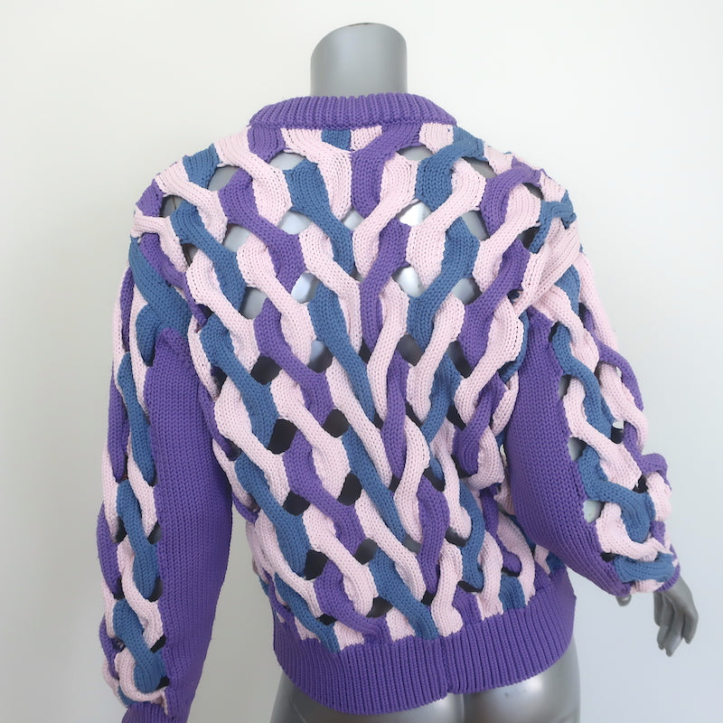 AKNVAS Hayley Cable Knit Sweater Purple/Light Pink Size Extra Small