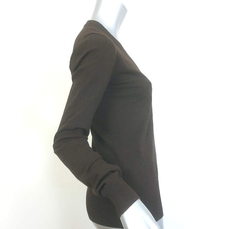 Dolce &amp; Gabbana V-Neck Sweater Dark Brown Stretch Knit Size 42
