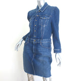 MOTHER The Puffy Bruiser Denim Mini Dress Blue Stretch Cotton Size Large NEW