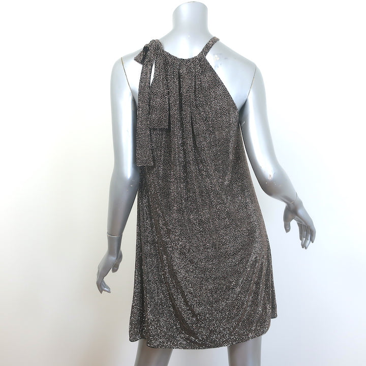 Saint Laurent Micro-Studded Mini Halter Dress Rose Gold/Black Size Extra Small