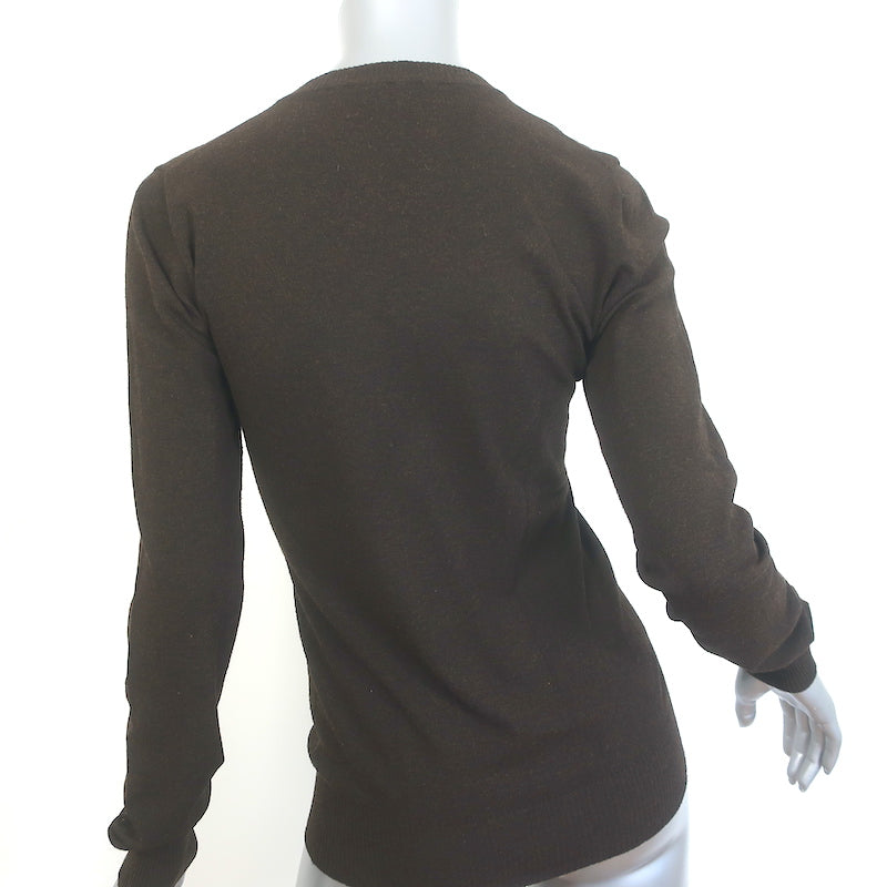 Dolce &amp; Gabbana V-Neck Sweater Dark Brown Stretch Knit Size 42