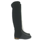 Gucci Lucille knee-high boots, black suede and leather with bamboo heel, authentic pre-owned, gently worn