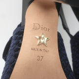 Christian Dior J'Adior Crocodile-Embroidered Velvet Slingback Pumps Navy Size 37