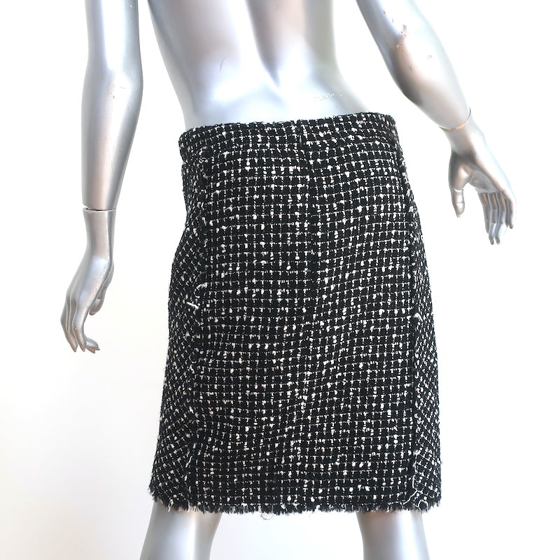 Chanel Tweed Skirt Black/White Wool-Blend Size 38