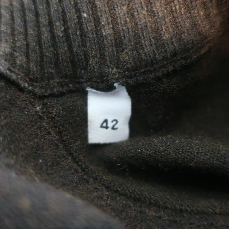 Dolce &amp; Gabbana V-Neck Sweater Dark Brown Stretch Knit Size 42