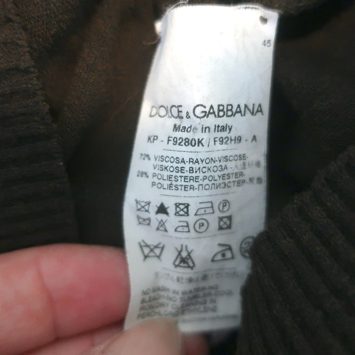 Dolce &amp; Gabbana V-Neck Sweater Dark Brown Stretch Knit Size 42