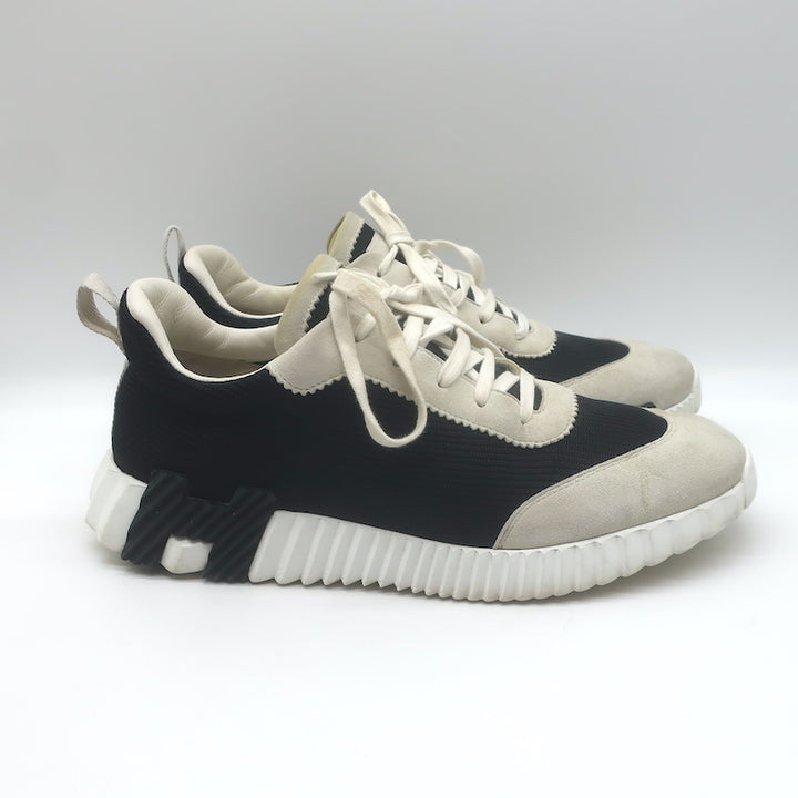 Hermes Bouncing Sneakers Black Mesh &amp; Light Gray Suede Size 43.5
