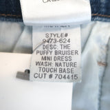 MOTHER The Puffy Bruiser Denim Mini Dress Blue Stretch Cotton Size Large NEW