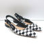 Christian Dior J'Adior Slingback Flats Black & White Checkered Leather Size 38