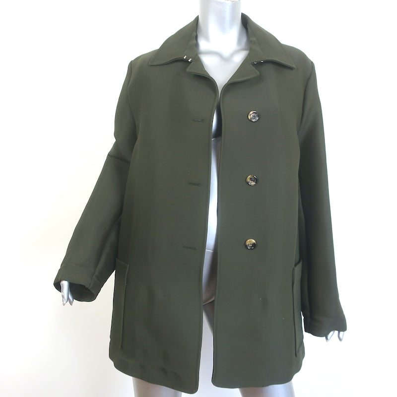 Jil Sander Button-Front Coat Forest Green Wool-Blend Size 40