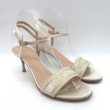 Christian Dior Dway Lurex-Embroidered Ankle Strap Sandals Pale Gold Size 37.5