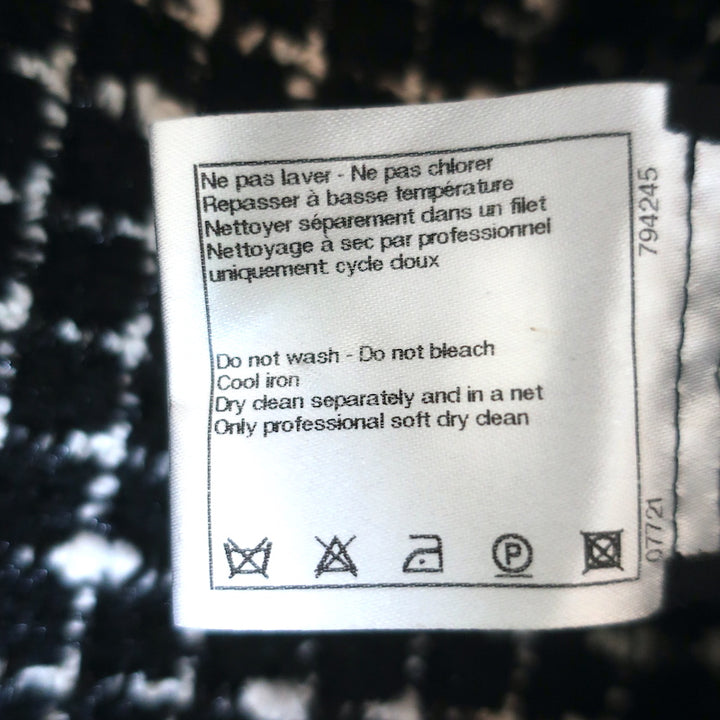 Chanel Tweed Skirt Black/White Wool-Blend Size 38
