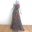 Etro Zodiac Halter Gown Black Floral Print Chiffon Size 44 Sleeveless Maxi Dress