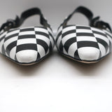 Christian Dior J'Adior Slingback Flats Black & White Checkered Leather Size 38