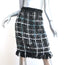 Chanel Frayed Boucle Tweed Skirt Black Checked Wool-Blend Size 40