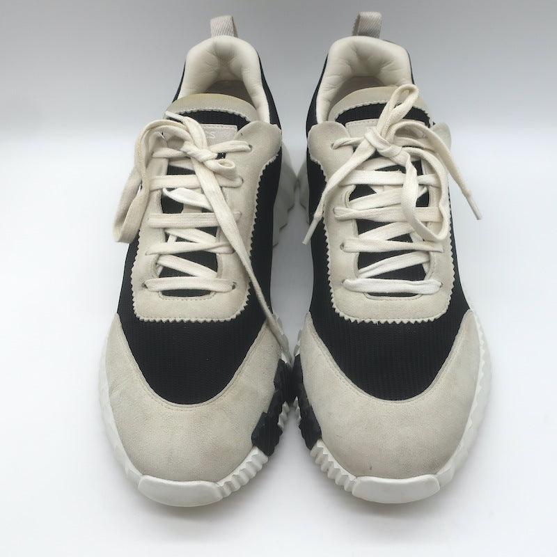 Hermes Bouncing Sneakers Black Mesh &amp; Light Gray Suede Size 43.5