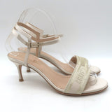 Christian Dior Dway Lurex-Embroidered Ankle Strap Sandals Pale Gold Size 37.5