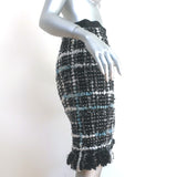 Chanel Frayed Boucle Tweed Skirt Black Checked Wool-Blend Size 40