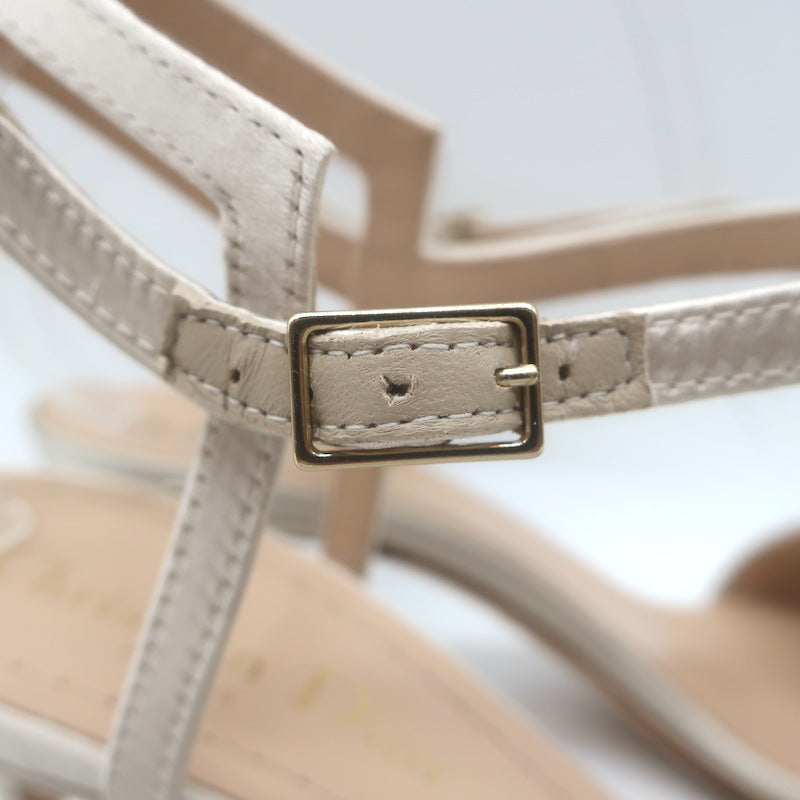 Christian Dior Dway Lurex-Embroidered Ankle Strap Sandals Pale Gold Size 37.5