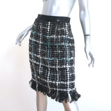 Chanel Frayed Boucle Tweed Skirt Black Checked Wool-Blend Size 40
