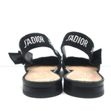 Christian Dior J'Adior Slingback Flats Black & White Checkered Leather Size 38