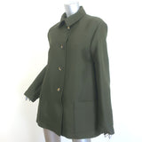 Jil Sander Button-Front Coat Forest Green Wool-Blend Size 40