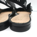 Christian Dior J'Adior Slingback Flats Black & White Checkered Leather Size 38