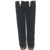 Gucci Lucille knee-high boots in black suede and leather with bamboo heel, authentic pre-owned, gently worn