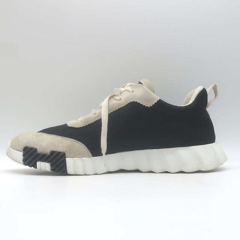 Hermes Bouncing Sneakers Black Mesh &amp; Light Gray Suede Size 43.5