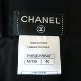 Chanel Frayed Boucle Tweed Skirt Black Checked Wool-Blend Size 40