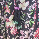 Etro Zodiac Halter Gown Black Floral Print Chiffon Size 44 Sleeveless Maxi Dress