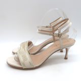 Christian Dior Dway Lurex-Embroidered Ankle Strap Sandals Pale Gold Size 37.5