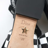 Christian Dior J'Adior Slingback Flats Black & White Checkered Leather Size 38