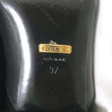 Authentic Gucci Lucille knee-high bamboo-heel boots in black suede and leather, gently pre-owned