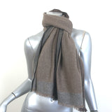Brunello Cucinelli Fringed Cashmere Colorblock Scarf Brown/Gray