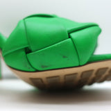 Bottega Veneta Lido Mules Grass Intrecciato Leather Size 37.5 High Heel Sandals