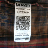 Ba&sh Shea Embroidered Checked Shirt Brown Cotton-Linen Size 1