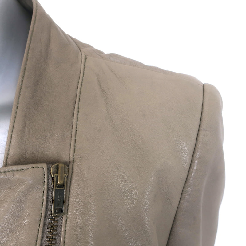 Pure DKNY Draped Leather Jacket Taupe Size Large