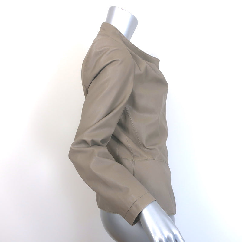 Pure DKNY Draped Leather Jacket Taupe Size Large