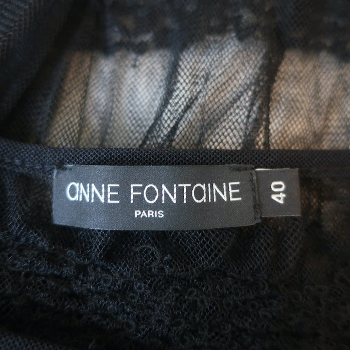 Anne Fontaine Long Sleeve Top Carolane Black Striped Tulle Size 40