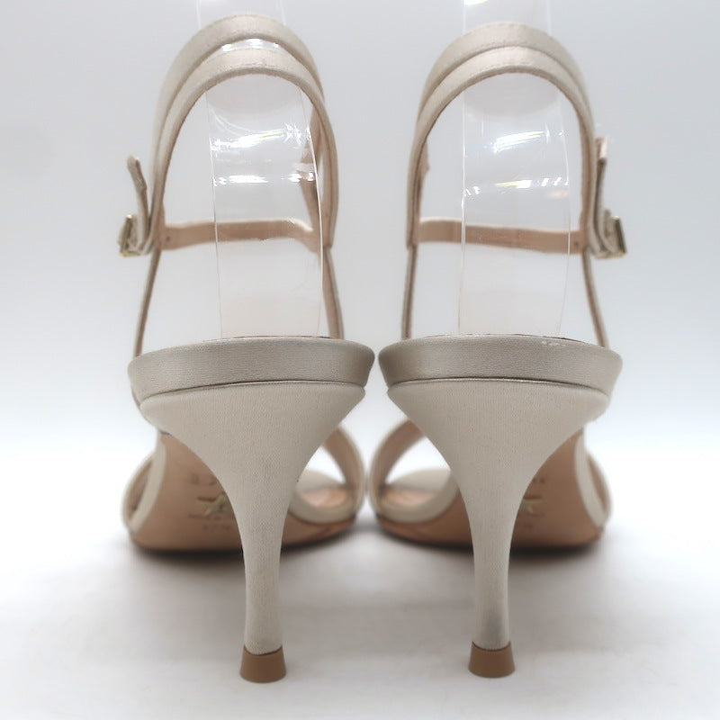 Christian Dior Dway Lurex-Embroidered Ankle Strap Sandals Pale Gold Size 37.5