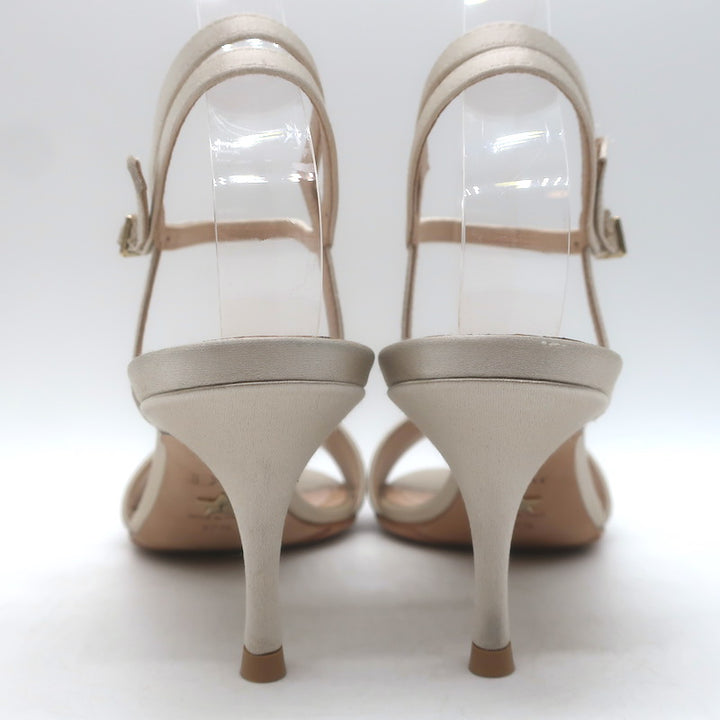 Christian Dior Dway Lurex-Embroidered Ankle Strap Sandals Pale Gold Size 37.5
