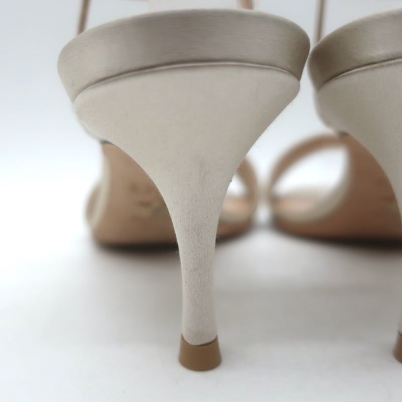 Christian Dior Dway Lurex-Embroidered Ankle Strap Sandals Pale Gold Size 37.5