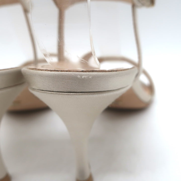 Christian Dior Dway Lurex-Embroidered Ankle Strap Sandals Pale Gold Size 37.5