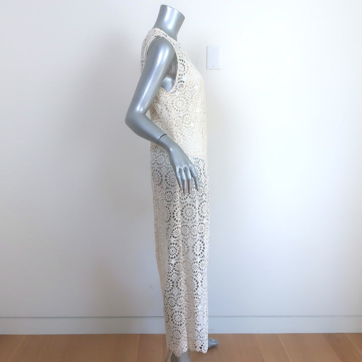 Alice + Olivia Lace Tunic Ivory Size Medium Sleeveless Maxi Dress