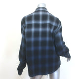 Amiri Distressed Ombre Plaid Flannel Shirt Blue Size Large