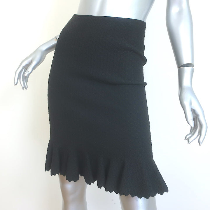 Alaia Ruffled-Hem Metallic Jacquard Skirt Black Size 38