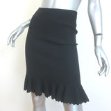 Alaia Ruffled-Hem Metallic Jacquard Skirt Black Size 38